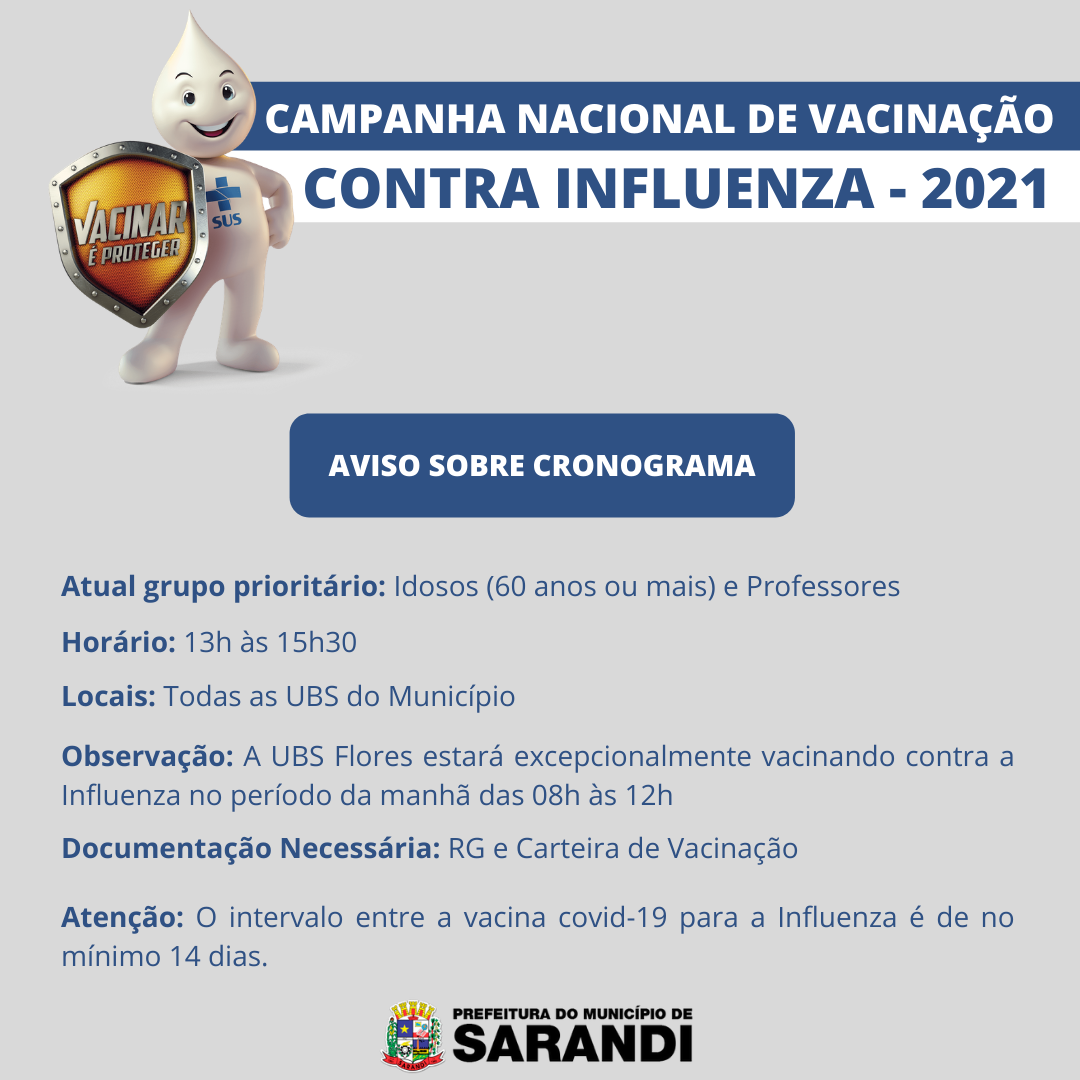 Atualização Cronograma de Vacina Influenza 2021
